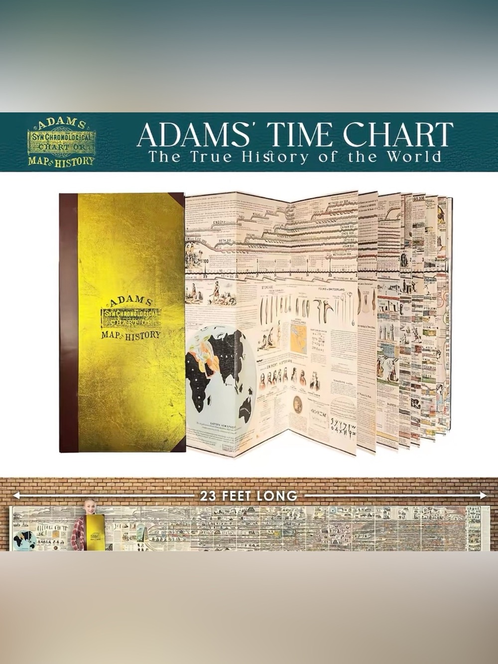 Adams Time Chart Map of History Hardcover Calendar - Yellow - Picture 2 of 3